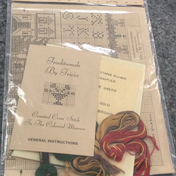 🎄Christmas Village Cross Stitch sampler 1980 in original package never used. - Picture 5 of 6